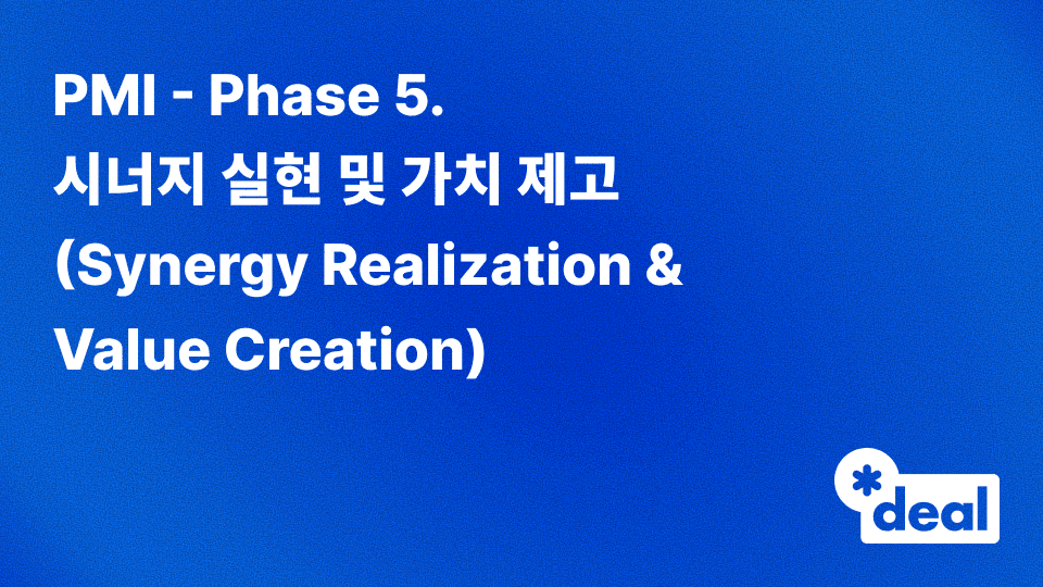 PMI - Phase 5. 시너지 실현 및 가치 제고 (Synergy Realization & Value Creation)
