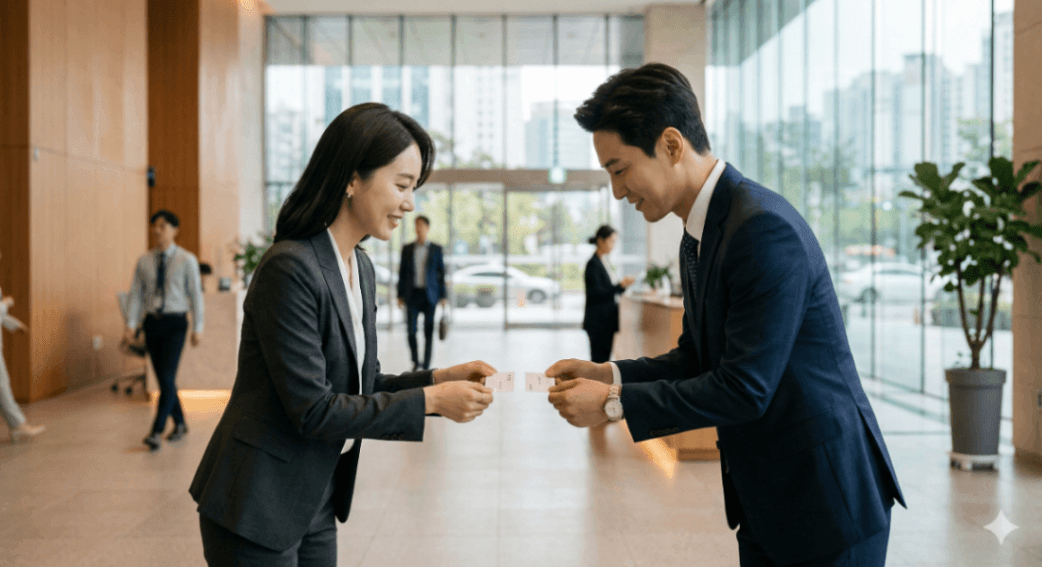 명함 교환 매너: 한국 비즈니스 첫인상을 결정하는 핵심 원칙 — 완전 정리